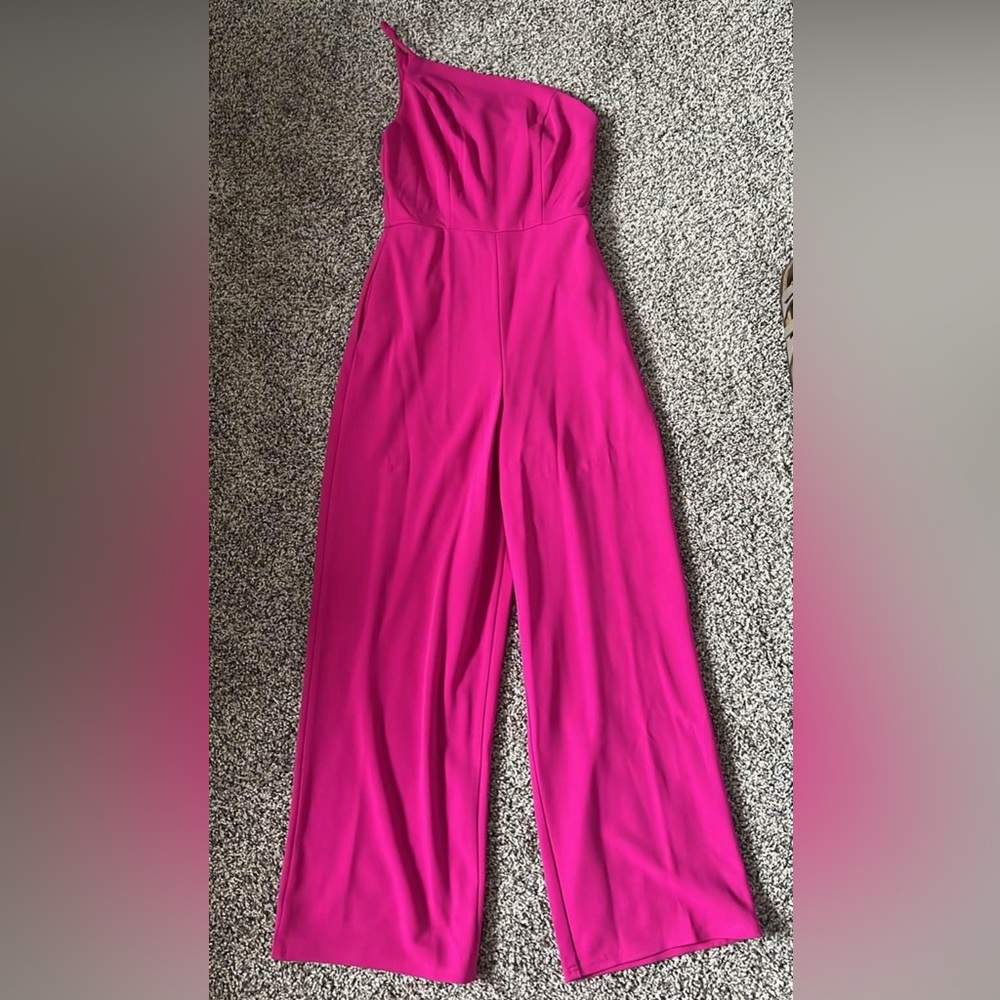 Pink one shoulder jumpsuit
